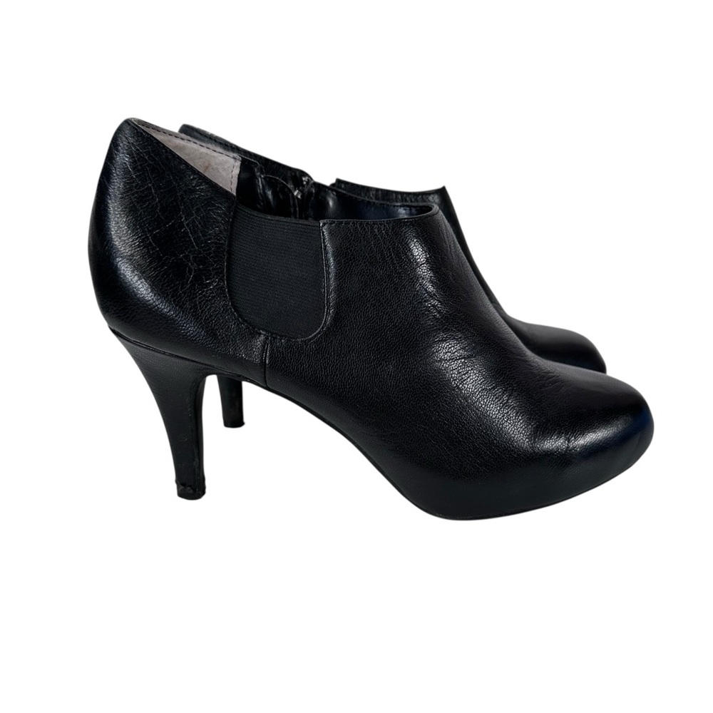 Me Too Megan Black Heeled Ankle Boots Bootie 6M Chiccore